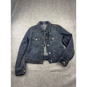 Ann Taylor Women's S Dark‎ Wash Denim Jacket Button Crop Structures Collared VTG